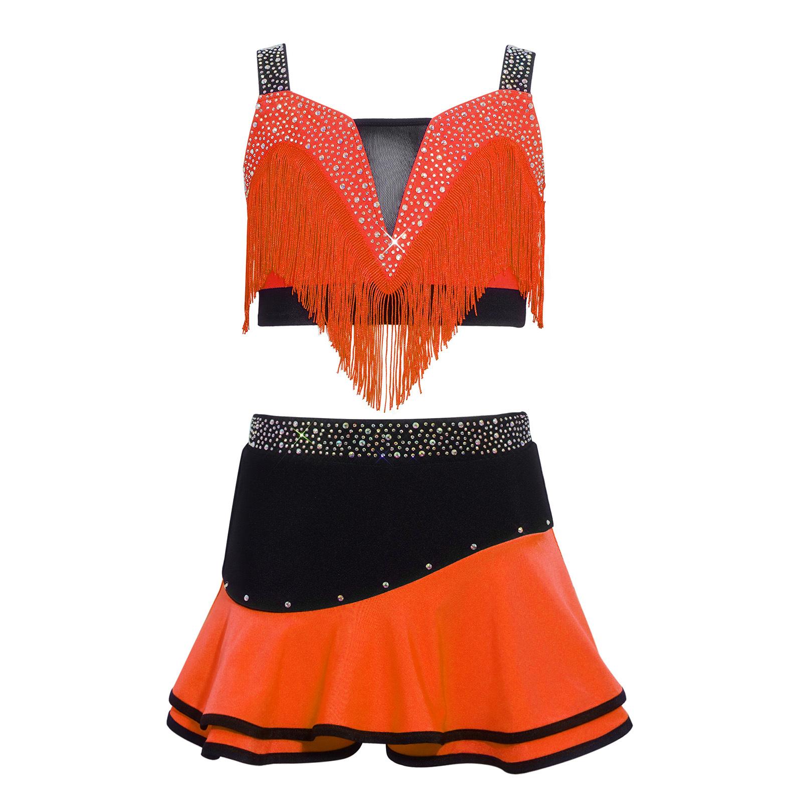 Girls Latin Dance Outfit Wide Shoulder Straps Tassels Rhinestones Crop Top Elastic Waistband Skirt Tango Rumba Ballroom 5-6 Years
Girls Latin Dance Outfit Wide Shoulder Straps Tassels Rhinestones Crop Top Elastic Waistband Skirt Tango Rumba Ballroom 5-6 Years