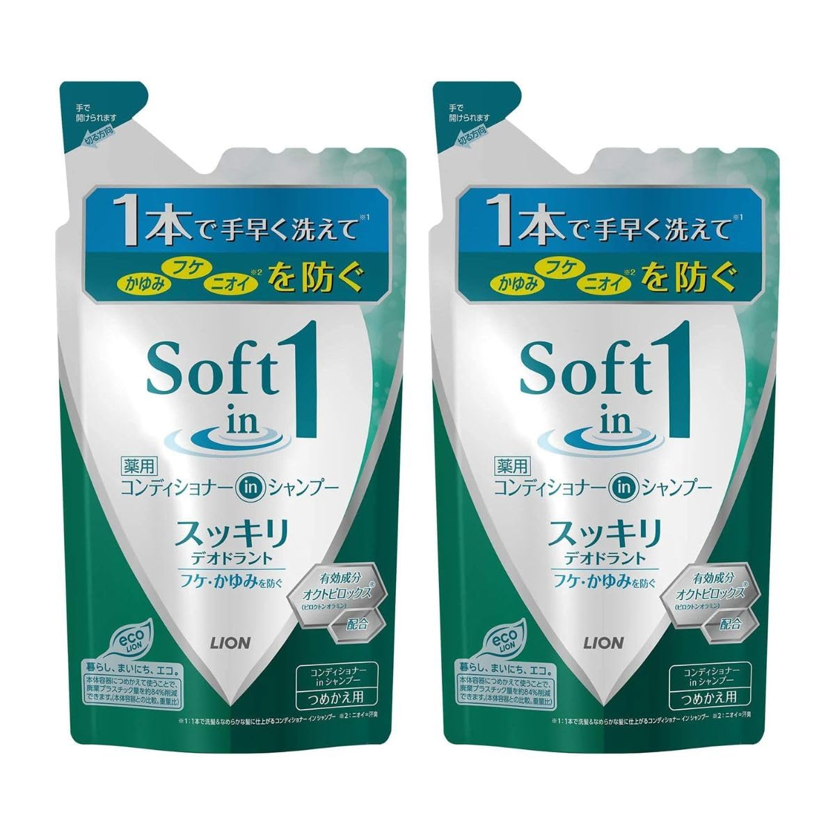 Soft-in-one shampoo, refreshing, deodorant type, citrus floral scent, refill pack of 370ml x 2
Soft-in-one shampoo, refreshing, deodorant type, citrus floral scent, refill pack of 370ml x 2