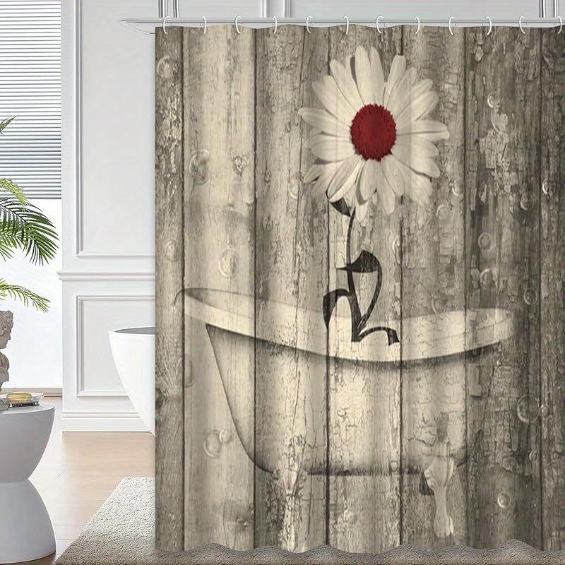 72X72 Inch Red Grey Daisy Flowers Vintage Shower Curtain With 12 Hooks Wooden Textures Waterproof Decorative With 12 Hooks W60H190(CM)-1 Pcs
72X72 Inch Red Grey Daisy Flowers Vintage Shower Curtain With 12 Hooks Wooden Textures Waterproof Decorative With 12 Hooks W60H190(CM)-1 Pcs