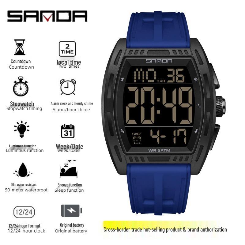 Sanda Men s Waterproof Luminous Sports Alarm Clock Watch with Countdown and Snooze Features.
Sanda Men s Waterproof Luminous Sports Alarm Clock Watch with Countdown and Snooze Features.