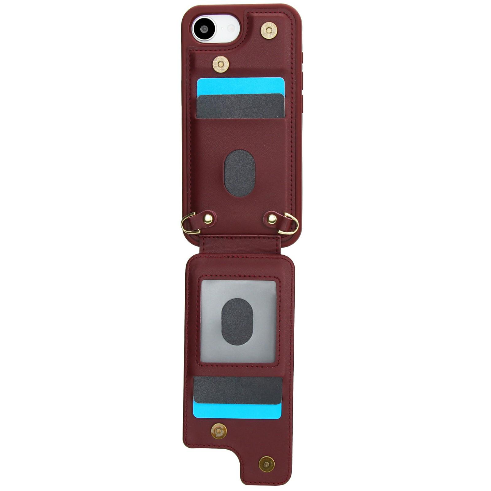 For iPhone 16e Case Kickstand Card Slots Leather Coated TPU Cover with Shoulder Strap Wine Red
For iPhone 16e Case Kickstand Card Slots Leather Coated TPU Cover with Shoulder Strap Wine Red