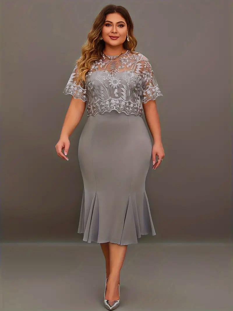 Plus Size Embroidered Patchwork Slimming Dress - European & American Bestseller 1XL сірий колір
Plus Size Embroidered Patchwork Slimming Dress - European & American Bestseller 1XL сірий колір