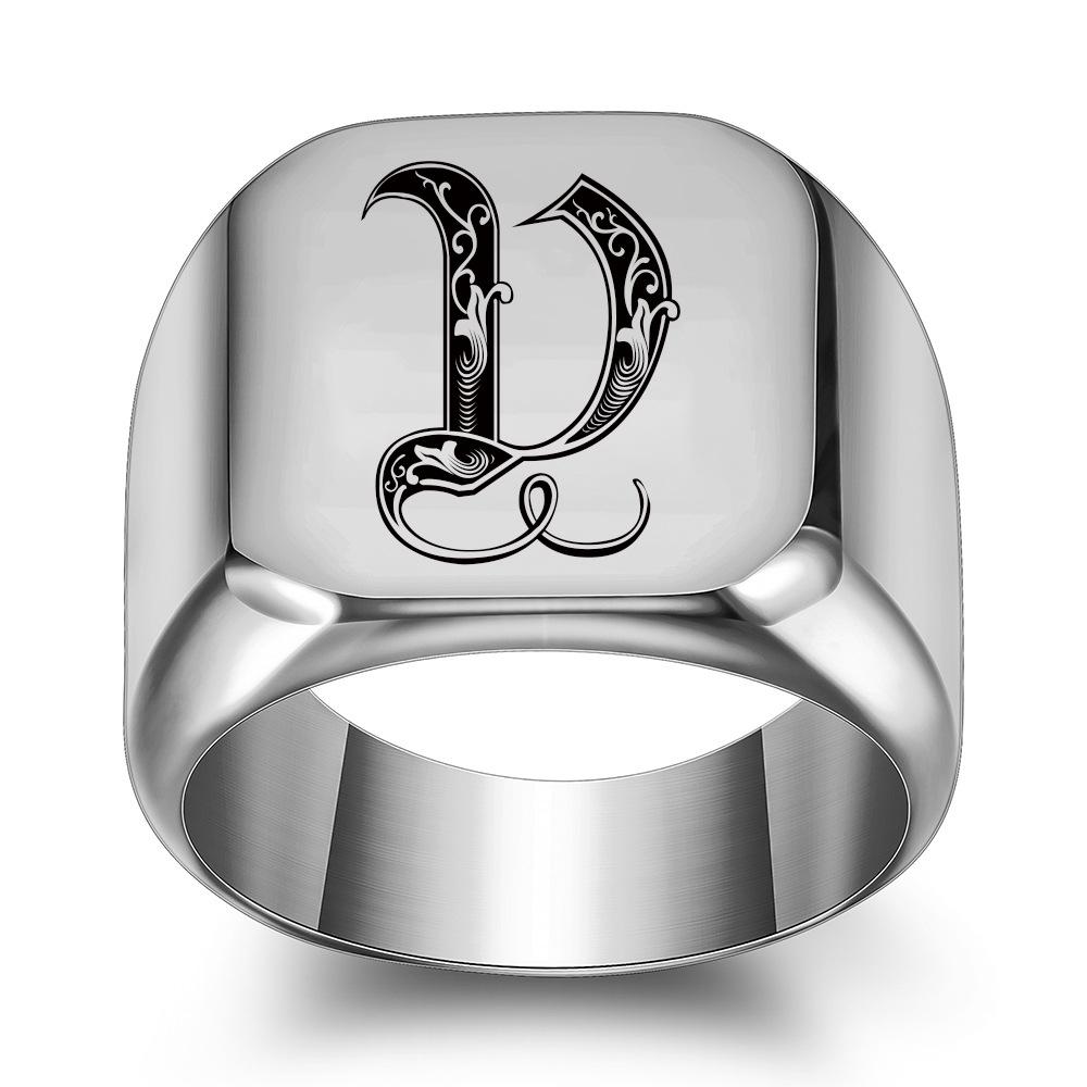 Men s Retro Punk 26 Initial Square Ring - Titanium Steel, 18MM Fashion Size 5
Men s Retro Punk 26 Initial Square Ring - Titanium Steel, 18MM Fashion Size 5