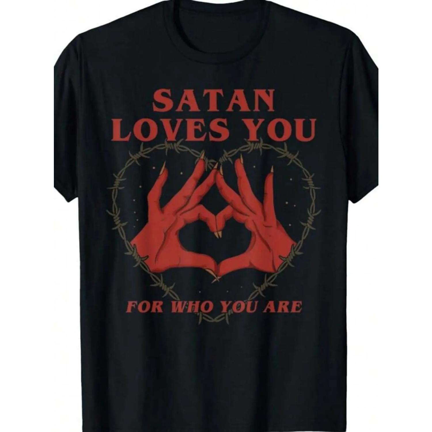 Satan Loves You Gothic Letter T-shirt -Retro Devil s Corner and Bafumet Pattern Printed Halloween, Witch and Satan Theme Costume XXXXXL чорний
Satan Loves You Gothic Letter T-shirt -Retro Devil s Corner and Bafumet Pattern Printed Halloween, Witch and Satan Theme Costume XXXXXL чорний