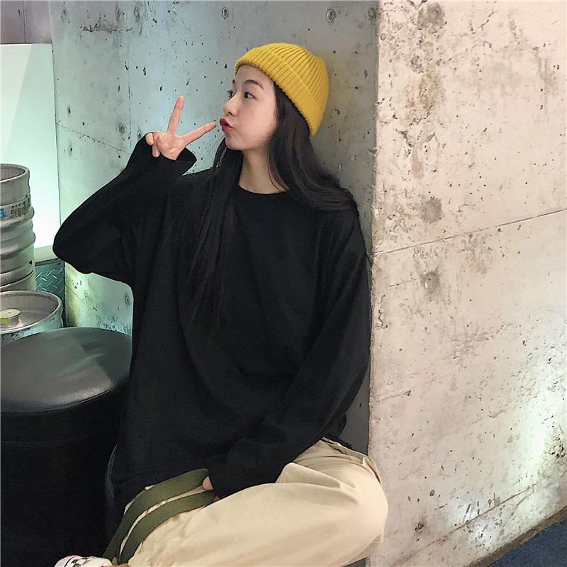 Модная хлопковая однотонная свободная повседневная футболка с длинным рукавом для женщин, весна и осень, женская футболка больших размеров, элегантная простая женская футболка с круглым вырезом 25899 3XL чёрный
Модная хлопковая однотонная свободная повседневная футболка с длинным рукавом для женщин, весна и осень, женская футболка больших размеров, элегантная простая женская футболка с круглым вырезом 25899 3XL чёрный