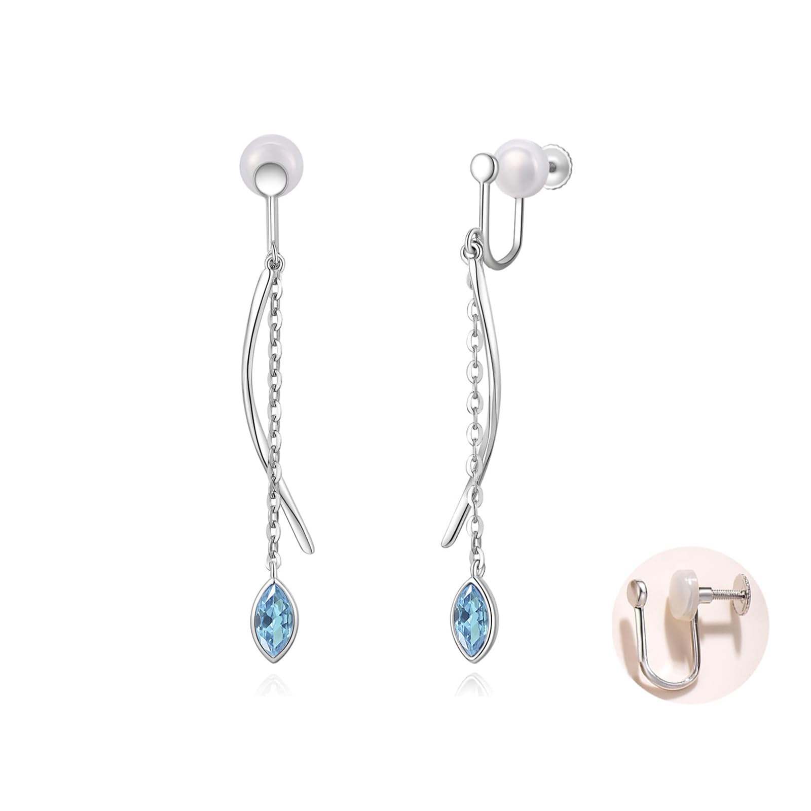 Blue Topaz Earrings for Metal Painless Dancing November Party FH.bird Women, Lightweight, Hypoallergenic, Silver, Earrings, Birthstone, Birthday, срібний 
Blue Topaz Earrings for Metal Painless Dancing November Party FH.bird Women, Lightweight, Hypoallergenic, Silver, Earrings, Birthstone, Birthday, срібний