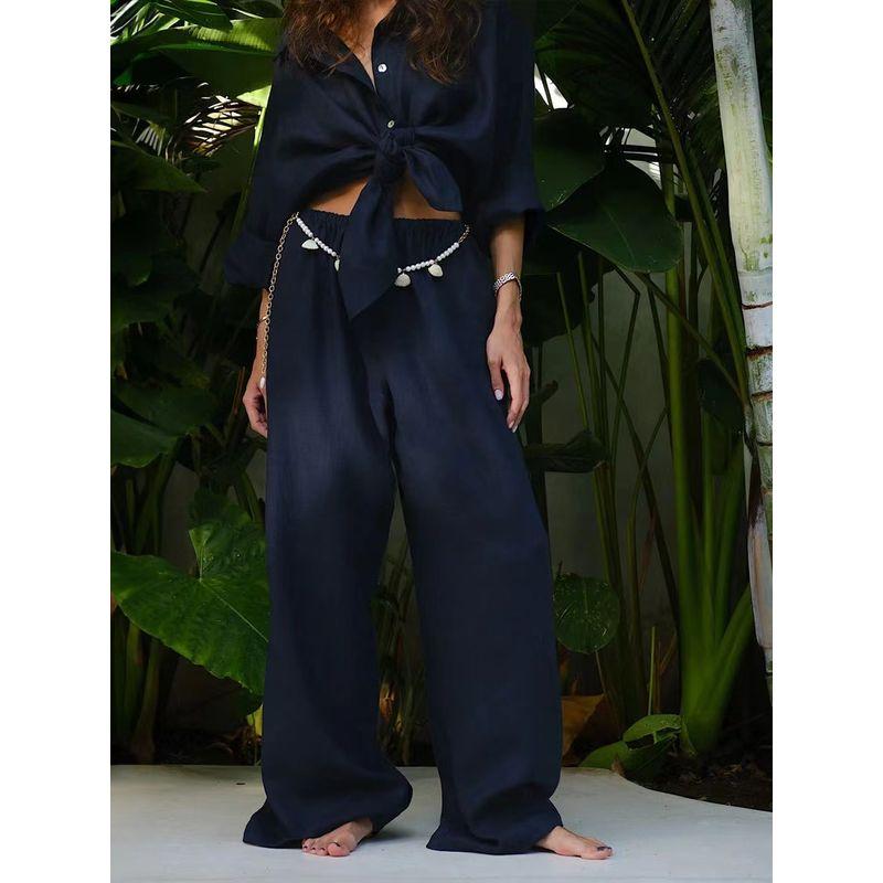 European and American Loose Casual Cotton Shirt Trousers Set Loose Fitting Shirt and Pants Set Navy blue M
European and American Loose Casual Cotton Shirt Trousers Set Loose Fitting Shirt and Pants Set Navy blue M