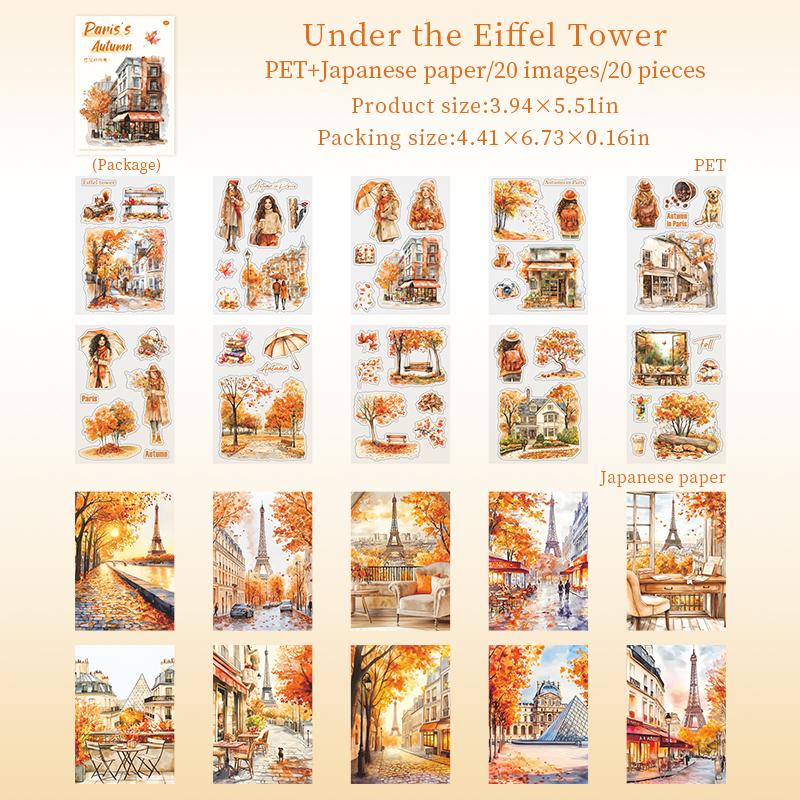 20 Sheets Paris Autumn Series Travel Theme Dual Material Sticker Book For DIY Scrapbooking Photo Frame Collage Decoration
20 Sheets Paris Autumn Series Travel Theme Dual Material Sticker Book For DIY Scrapbooking Photo Frame Collage Decoration