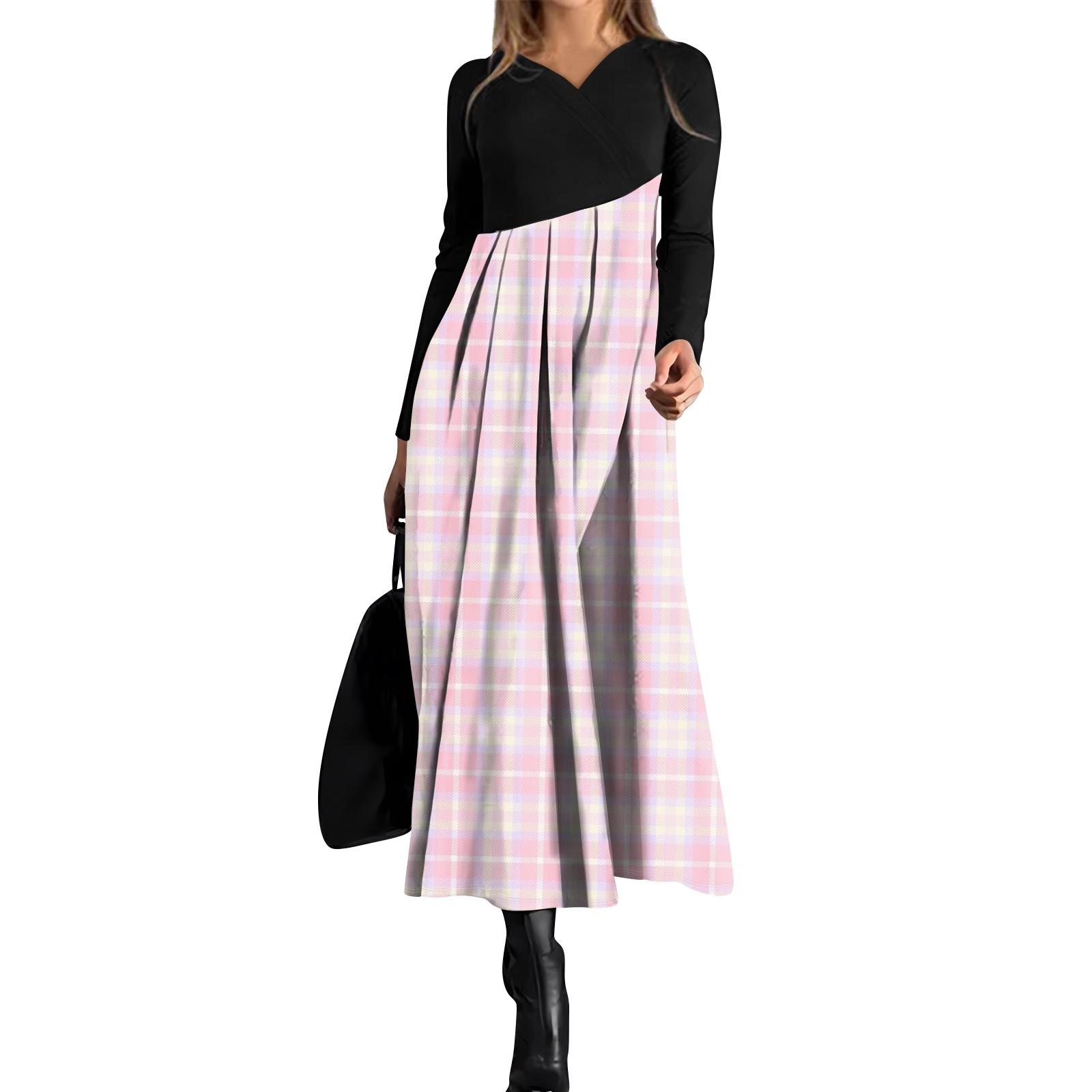 Женское повседневное платье с V-образным вырезом, длинными рукавами, клетчатым принтом, карманом на талии и свободным кроем L розовый
Женское повседневное платье с V-образным вырезом, длинными рукавами, клетчатым принтом, карманом на талии и свободным кроем L розовый