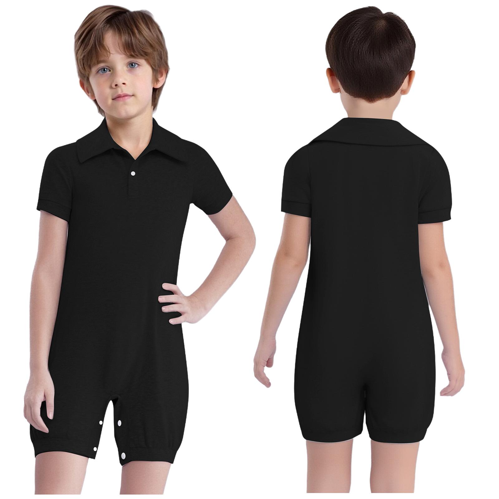 Kids Special Needs Adaptive Jumpsuit: Turn-Down Collar Short Sleeve with Press Buttons Crotch, Solid Color for Boys Girls Easy Dressing 13-14 Years чорний
Kids Special Needs Adaptive Jumpsuit: Turn-Down Collar Short Sleeve with Press Buttons Crotch, Solid Color for Boys Girls Easy Dressing 13-14 Years чорний