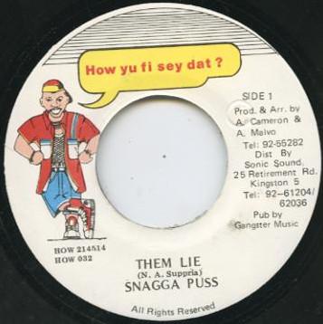 7inch Record SNAGGA PUSS / DANNY BROWNE - Them Lie / Lie HOW032 How Yu Fi Sey D Jamaica Reggae, Ska & Dub Used
7inch Record SNAGGA PUSS / DANNY BROWNE - Them Lie / Lie HOW032 How Yu Fi Sey D Jamaica Reggae, Ska & Dub Used
