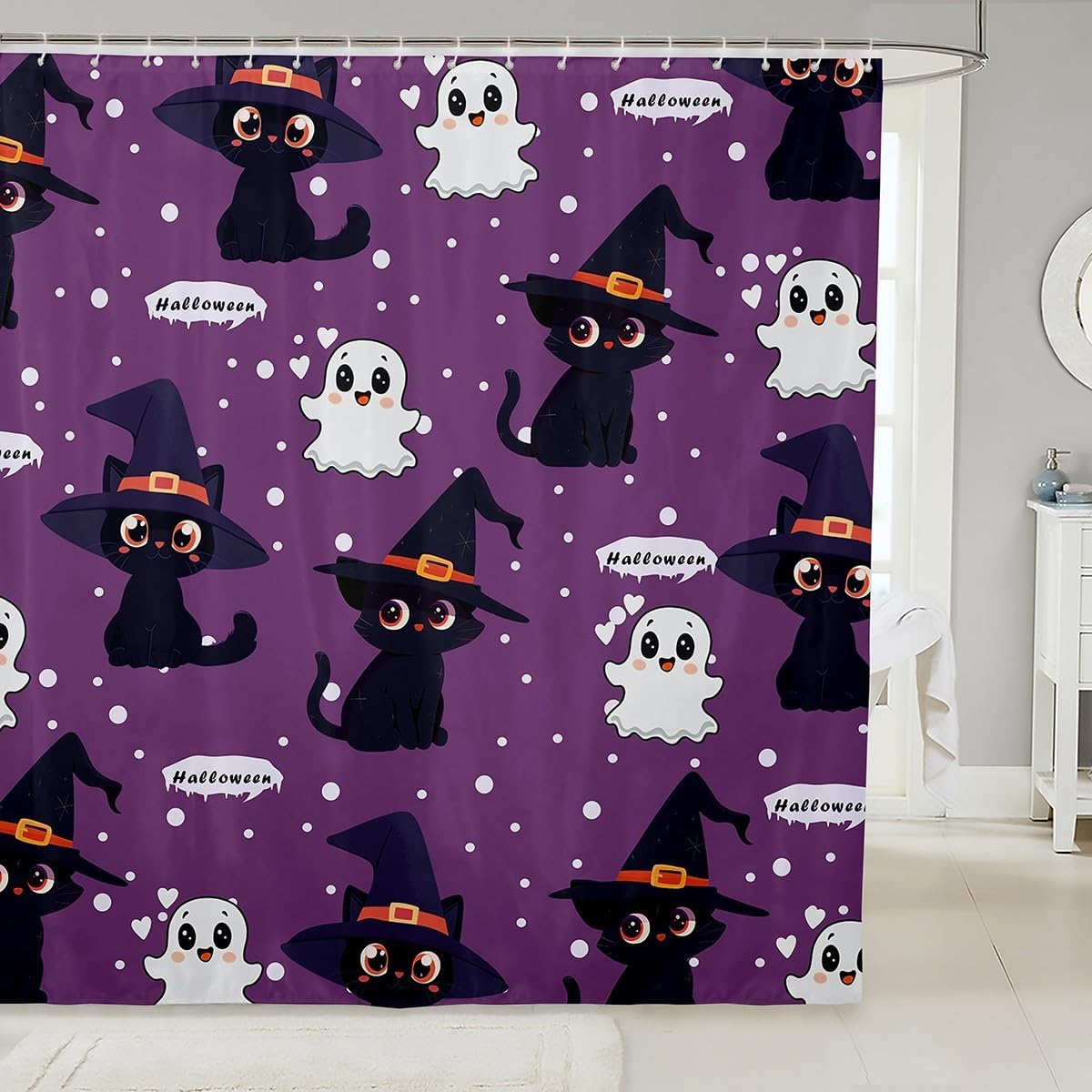 Halloween Sugar Ghost Bathroom Curtain,Cat Witch Shower Curtain For Kids Boys Girls Bathroom Decor,Happy Halloween Waterproof W60H190(CM)-1 Pcs
Halloween Sugar Ghost Bathroom Curtain,Cat Witch Shower Curtain For Kids Boys Girls Bathroom Decor,Happy Halloween Waterproof W60H190(CM)-1 Pcs