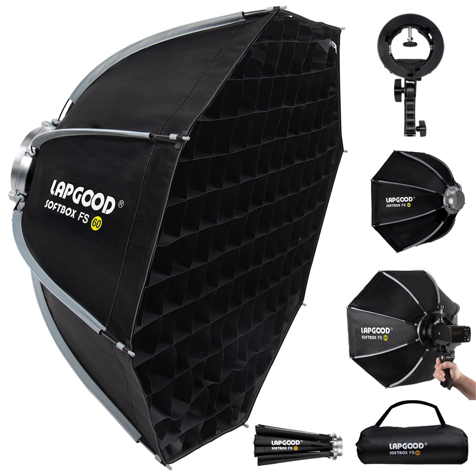 LAPGOOD FS60 Softbox 60 см быстросъемный складной софтбокс с сотовой вспышкой типа S, софтбокс Bowens Carry для студийной фото-видео вспышки, софтбокс, сетка,
LAPGOOD FS60 Softbox 60 см быстросъемный складной софтбокс с сотовой вспышкой типа S, софтбокс Bowens Carry для студийной фото-видео вспышки, софтбокс, сетка,