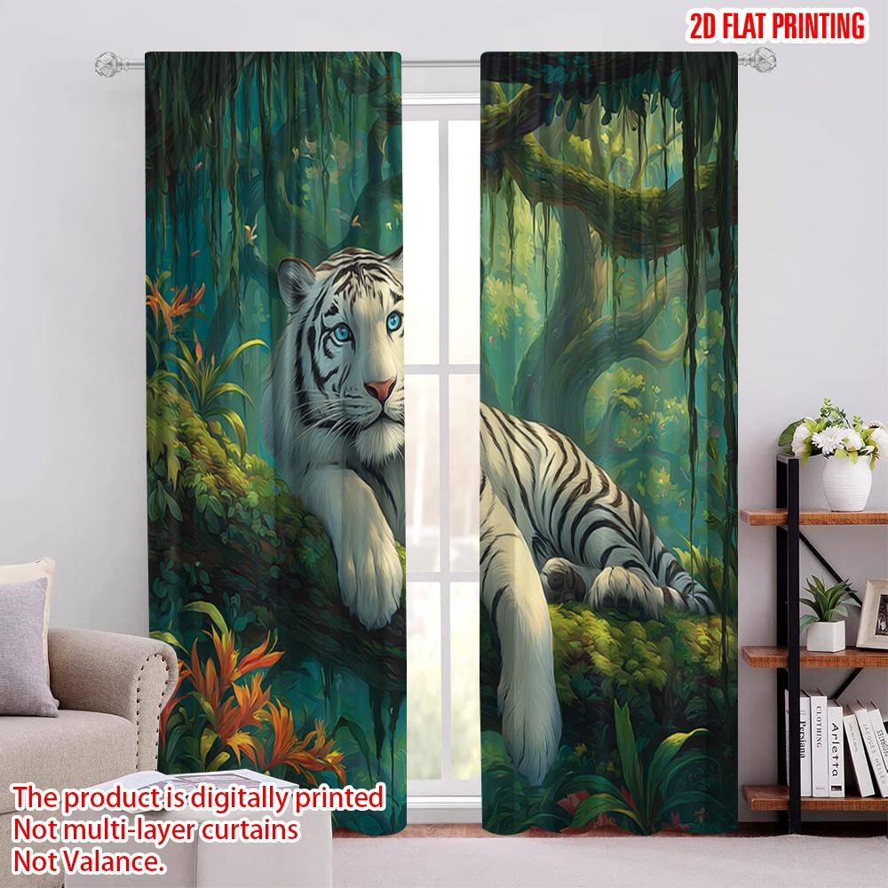 Flat Printing Curtain White Tiger Jungle Digital Printed Polyester Drapes Party Decorations Use Bedroom Office Curtains Set Of 2 Made Decor W100*H70(CM)-Rod Pocket&2PCS
Flat Printing Curtain White Tiger Jungle Digital Printed Polyester Drapes Party Decorations Use Bedroom Office Curtains Set Of 2 Made Decor W100*H70(CM)-Rod Pocket&2PCS