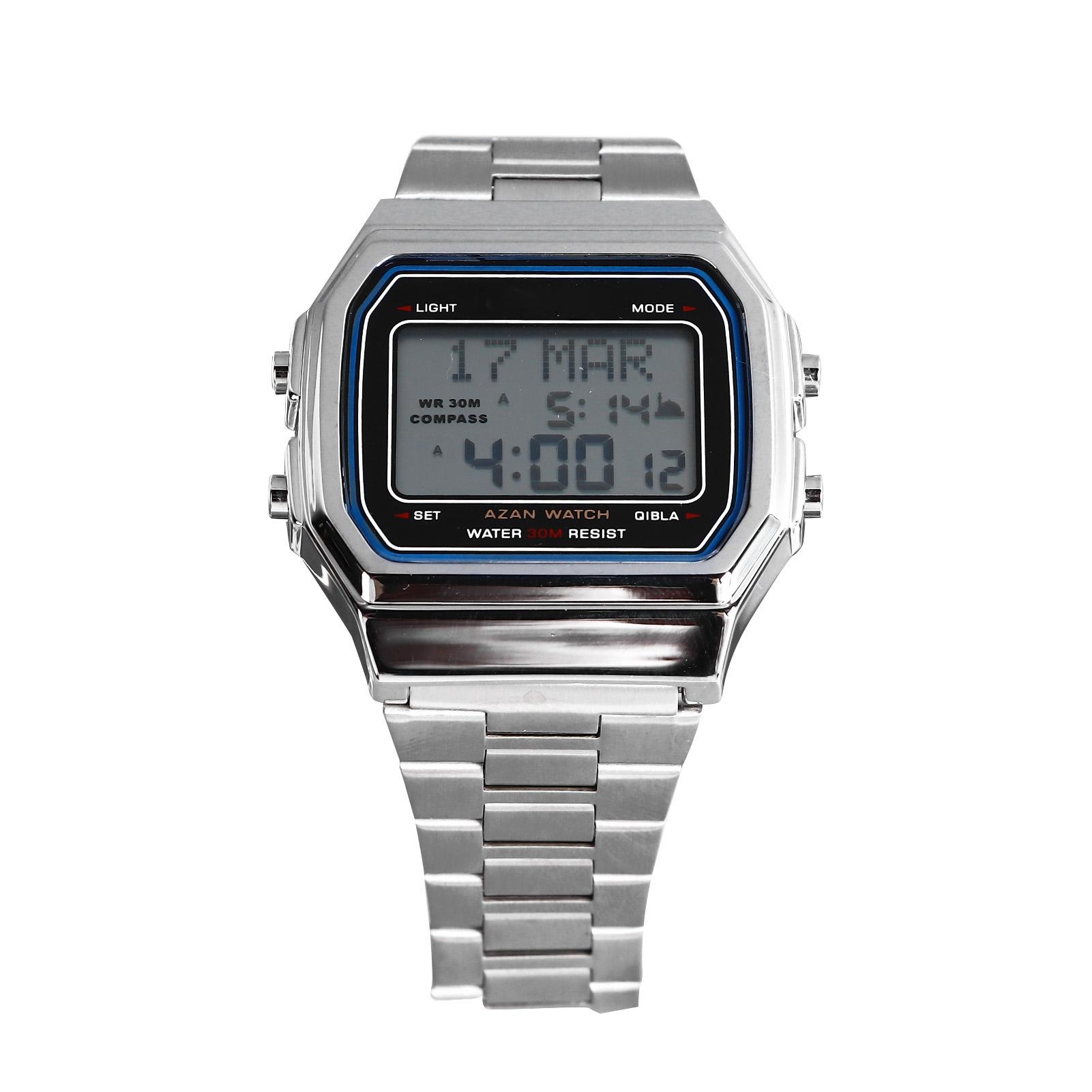 Мужские мусульманские цифровые часы Напоминание о молитве Ремешок из нержавеющей стали Водонепроницаемые Многофункциональные часы Серебристый корпус Белый
Мужские мусульманские цифровые часы Напоминание о молитве Ремешок из нержавеющей стали Водонепроницаемые Многофункциональные часы Серебристый корпус Белый