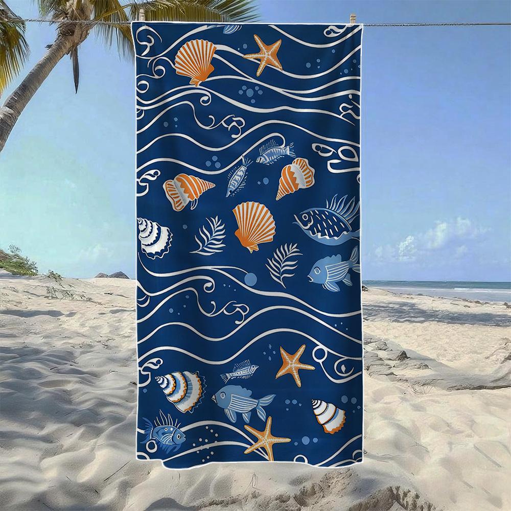 Coastal Seashell & Marine Life Pattern Beach Towel, Soft Durable Quick-Drying, Ideal For Summer Beach, Swimming & Camping W40*H60(CM)
Coastal Seashell & Marine Life Pattern Beach Towel, Soft Durable Quick-Drying, Ideal For Summer Beach, Swimming & Camping W40*H60(CM)