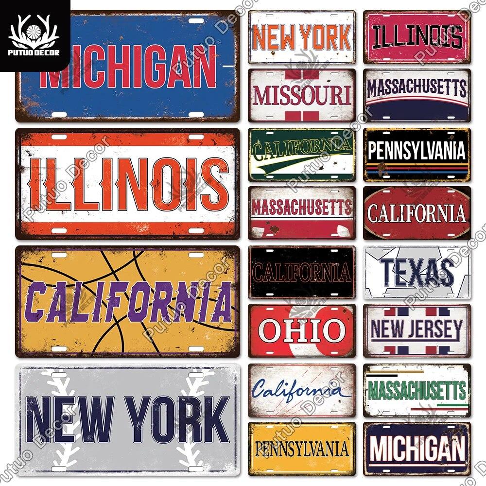Putuo Декор Американская команда, номерной знак, металлическая табличка, металлическая винтажная жестяная вывеска, украшение для гаража, клуба, спальни, настенный декор