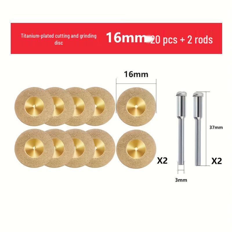 22-Piece Titanium-Plated Diamond Cutting Disc Set for Jade, Glass, Marble, and Tile Grout Cleaning & Sealing.
22-Piece Titanium-Plated Diamond Cutting Disc Set for Jade, Glass, Marble, and Tile Grout Cleaning & Sealing.