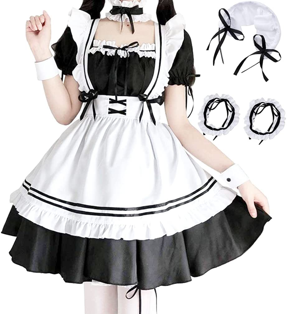 ABUNDANTDOODS Maid Clothes Gothic Lolita Moe Cosplay Costume Ruffles Lolita Cute Headband Included 6 Piece Set Neat and Pretty Waitress Black M Size
ABUNDANTDOODS Maid Clothes Gothic Lolita Moe Cosplay Costume Ruffles Lolita Cute Headband Included 6 Piece Set Neat and Pretty Waitress Black M Size