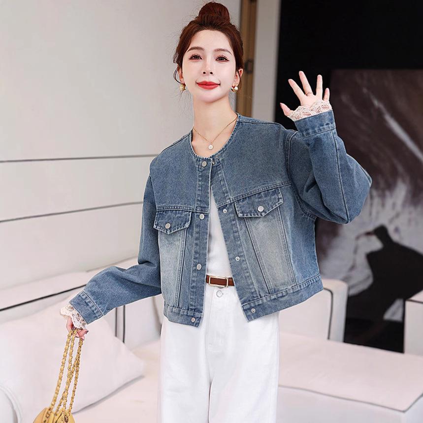 2025 Spring Women s Round Neck Denim Jacket with Lace Patchwork - Design Sense Petite Top (OU6785) S (90-110 lbs)
2025 Spring Women s Round Neck Denim Jacket with Lace Patchwork - Design Sense Petite Top (OU6785) S (90-110 lbs)
