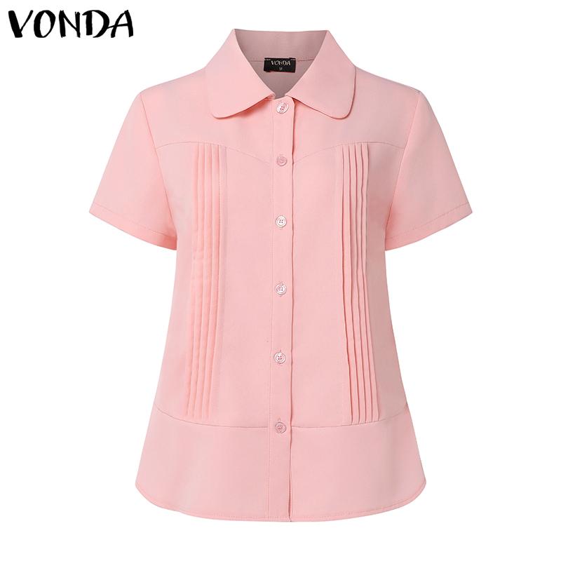 VONDA Elegant Women Lapel Neck Short Sleeve Buttons Down Pleated Casual Blouse S
VONDA Elegant Women Lapel Neck Short Sleeve Buttons Down Pleated Casual Blouse S