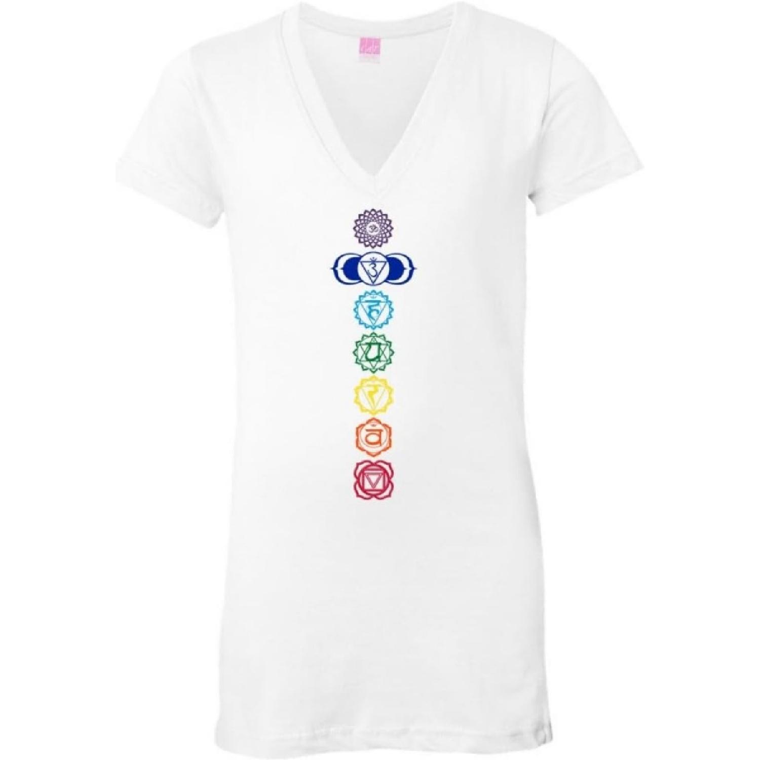 Yoga Clothing For You Ladies Colored Chakras Longer Length White V-Neck T-Shirt XXXXXL білий
Yoga Clothing For You Ladies Colored Chakras Longer Length White V-Neck T-Shirt XXXXXL білий