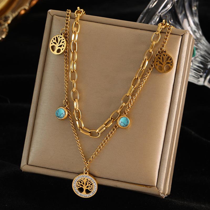 EILIECK 316L Stainless Steel Jewelry Multilayer Green Stone Pendant Necklaces For Women Vintage Chokers Necklace Accessories
EILIECK 316L Stainless Steel Jewelry Multilayer Green Stone Pendant Necklaces For Women Vintage Chokers Necklace Accessories