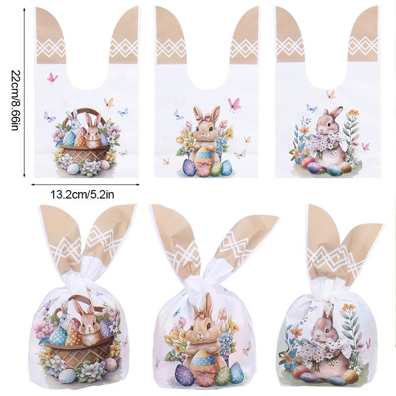 25/50 шт. Пакеты для конфет и печенья в виде кроличьих ушек к Пасхе, Милые пакеты для упаковки подарков с кроликом и яйцами, Детские сувениры для пасхальной вечеринки по случаю дня рождения, Декоративные принадлежности 25pcs