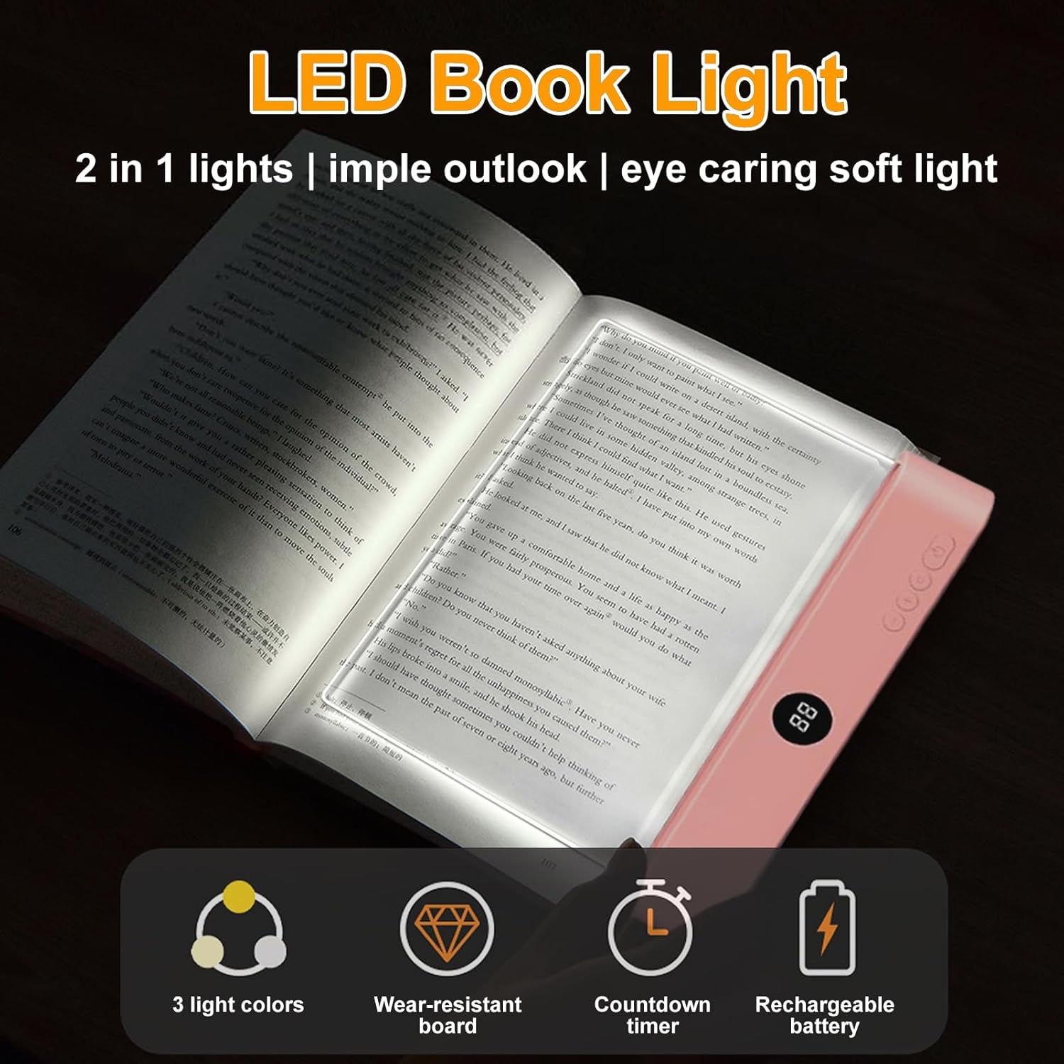Portable LED Flat Panel Reading Light Rechargeable Eye Protection Dimmable Touch Control 3 Modes Night Light for Study Students рожевий
Portable LED Flat Panel Reading Light Rechargeable Eye Protection Dimmable Touch Control 3 Modes Night Light for Study Students рожевий