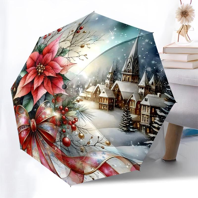 1pc Christmas Poinsettia Snowy Village Automatic Folding Umbrella, Portable 3-Fold Design with 8-Bone Iron Frame, Outdoor, Gift for Fans, Travelers, D
1pc Christmas Poinsettia Snowy Village Automatic Folding Umbrella, Portable 3-Fold Design with 8-Bone Iron Frame, Outdoor, Gift for Fans, Travelers, D