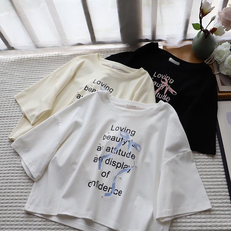 2025 Summer Korean Style Round Neck Beaded Bow Print Loose Short Sleeve T-Shirt for Women One Size белый
2025 Summer Korean Style Round Neck Beaded Bow Print Loose Short Sleeve T-Shirt for Women One Size белый