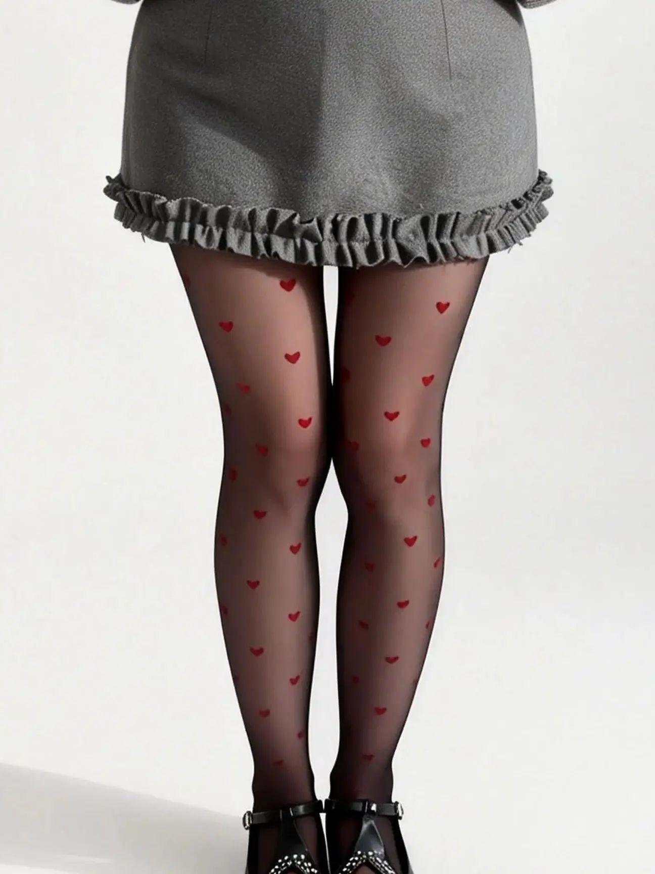 1Pc Women S Black Sheer Pantyhose With Red Heart Print, Ultra-Thin Sexy Skin-Friendly Hosiery For Party & Valentine S Day Date | S
1Pc Women S Black Sheer Pantyhose With Red Heart Print, Ultra-Thin Sexy Skin-Friendly Hosiery For Party & Valentine S Day Date | S