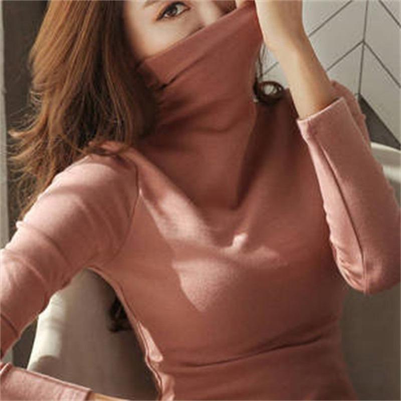 Korean Version Thin Body Shirt Women Long T Shirt Clothing Autumn High Sleeves Pure Color Warm Trim Collar Jerseys
Korean Version Thin Body Shirt Women Long T Shirt Clothing Autumn High Sleeves Pure Color Warm Trim Collar Jerseys