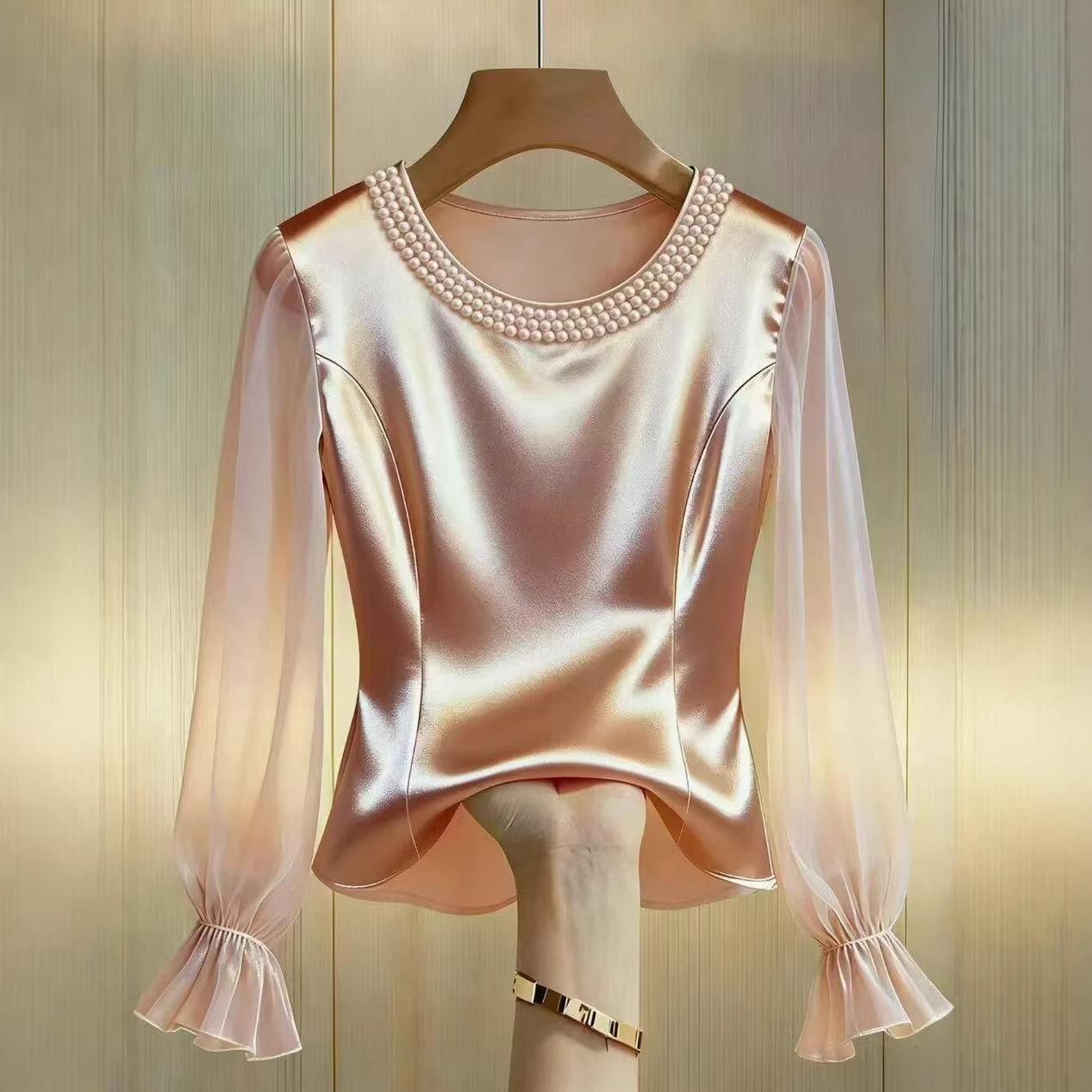 Spring Autumn Women s Round Neck Blouse High-end Pearl Satin Shirt Top S абрикосовый
Spring Autumn Women s Round Neck Blouse High-end Pearl Satin Shirt Top S абрикосовый