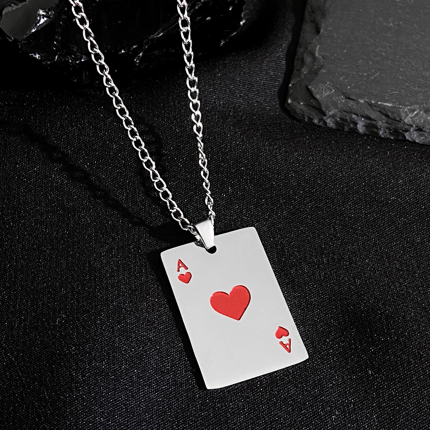 Stainless Steel Playing Card Pendant Necklace Ace of Hearts Design Chain Link Jewelry for Men Women Durable Lightweight Accessory
Stainless Steel Playing Card Pendant Necklace Ace of Hearts Design Chain Link Jewelry for Men Women Durable Lightweight Accessory