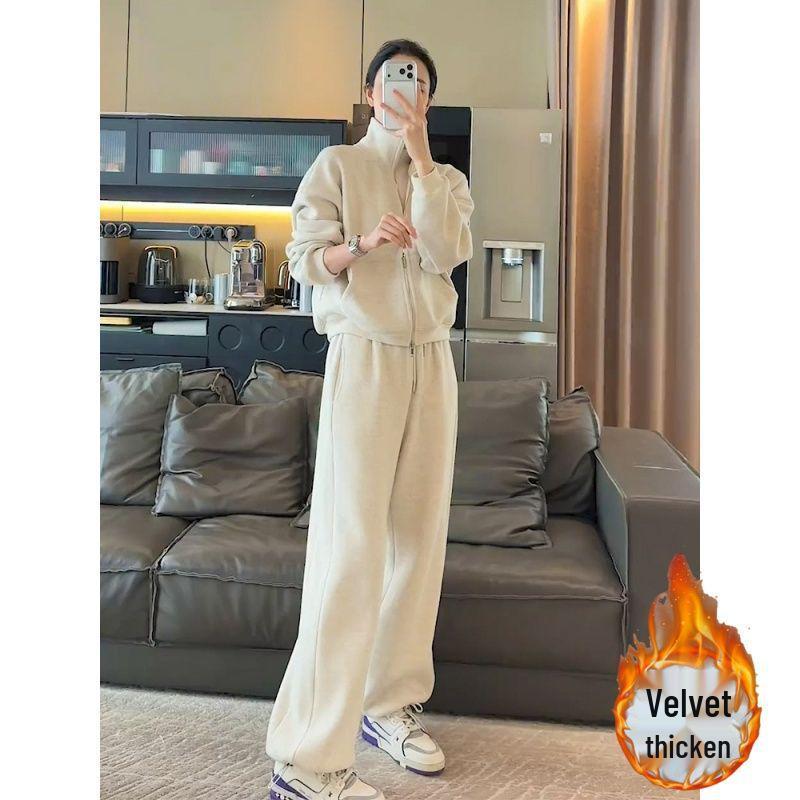 Korean Style Women s Autumn/Winter Casual Set: Velvet Thickened Hoodie Jacket & Wide-Leg Pants M
Korean Style Women s Autumn/Winter Casual Set: Velvet Thickened Hoodie Jacket & Wide-Leg Pants M