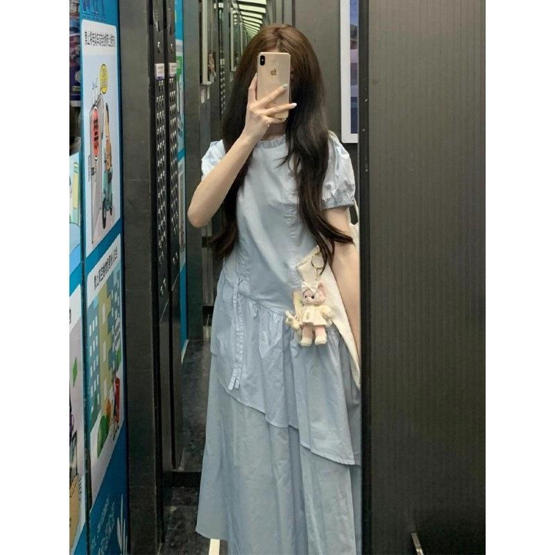 Korean Blue Puff Sleeve Drawstring Waist Midi Dress for Women - Summer 2026 Large светло-синий
Korean Blue Puff Sleeve Drawstring Waist Midi Dress for Women - Summer 2026 Large светло-синий