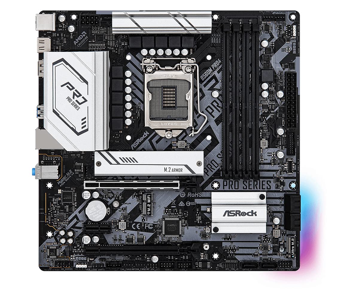Материнська плата ASRock B560 M Pro4, сумісна з процесором Intel 10-го та 11-го поколінь, авторизований дистриб’ютор материнської плати B560 Micro ATX (LGA1200)
Материнська плата ASRock B560 M Pro4, сумісна з процесором Intel 10-го та 11-го поколінь, авторизований дистриб’ютор материнської плати B560 Micro ATX (LGA1200)