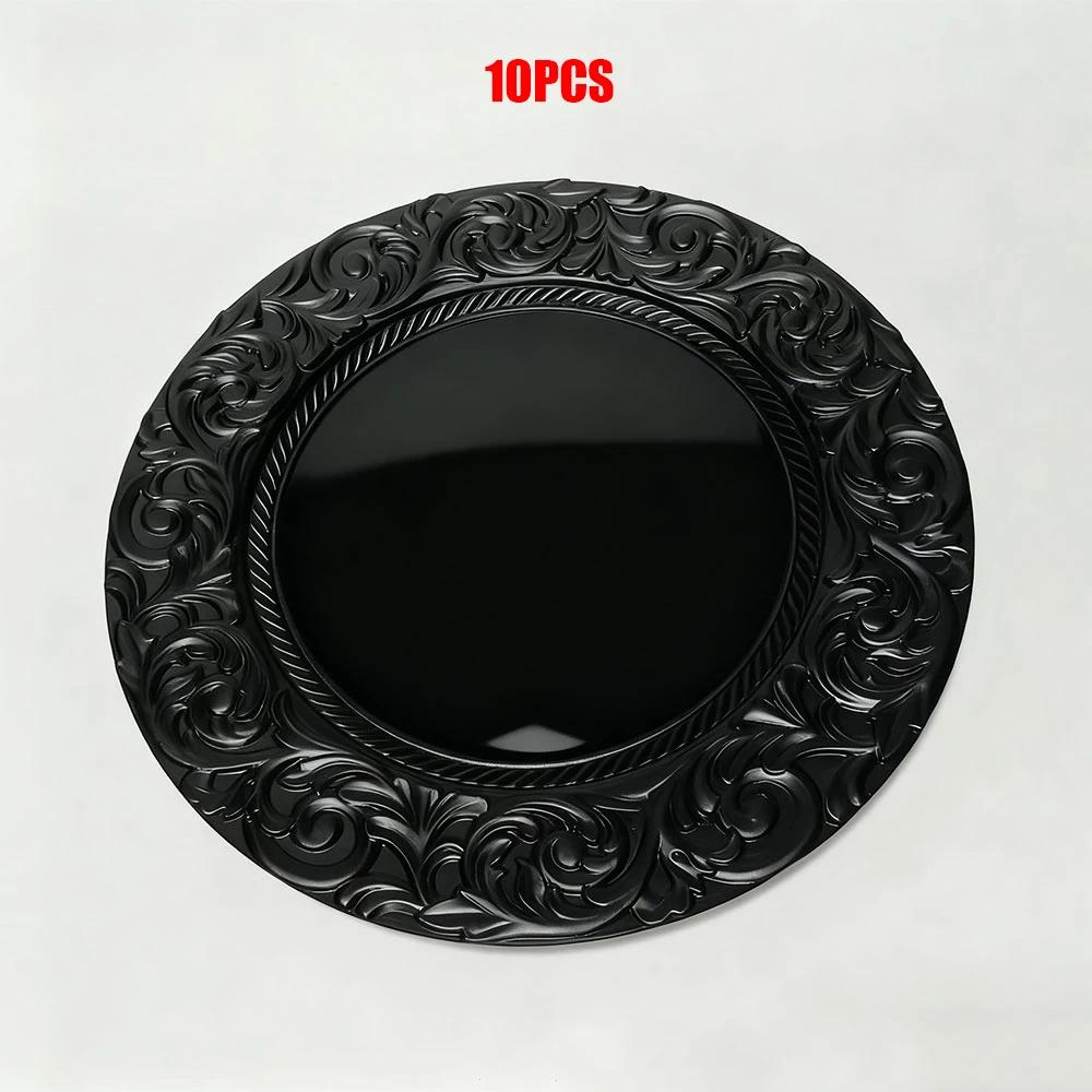 10PCS Luxury Round Charger Plates Set in Black Silver Gold with Patterns Reusable Serving Plates for Weddings Banquets Party чорний
10PCS Luxury Round Charger Plates Set in Black Silver Gold with Patterns Reusable Serving Plates for Weddings Banquets Party чорний