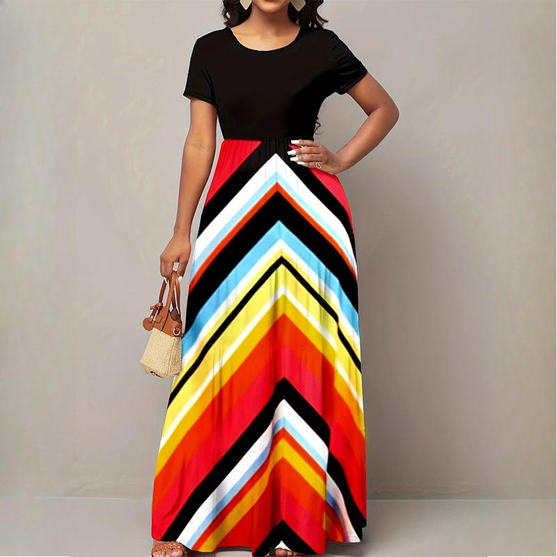 GMXIA Женское летнее платье с коротким рукавом, круглым вырезом, в полоску, длинное платье L чёрный
GMXIA Женское летнее платье с коротким рукавом, круглым вырезом, в полоску, длинное платье L чёрный