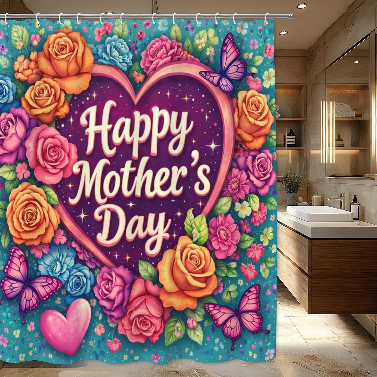Happy Mother S Day Themed Polyester Shower Curtain - Floral Printed Bathroom Decor For Festive Home Use W60H190(CM)-1 Pcs
Happy Mother S Day Themed Polyester Shower Curtain - Floral Printed Bathroom Decor For Festive Home Use W60H190(CM)-1 Pcs