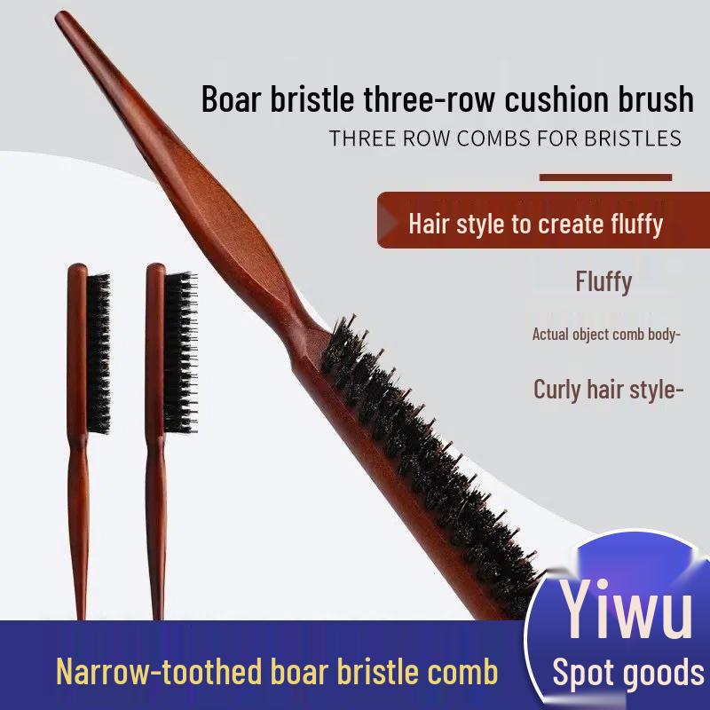 Narrow Tooth Pig Bristle Hairdressing Comb - Fluffy Styling Long Handle Wooden Comb for Tying & Curling
Narrow Tooth Pig Bristle Hairdressing Comb - Fluffy Styling Long Handle Wooden Comb for Tying & Curling