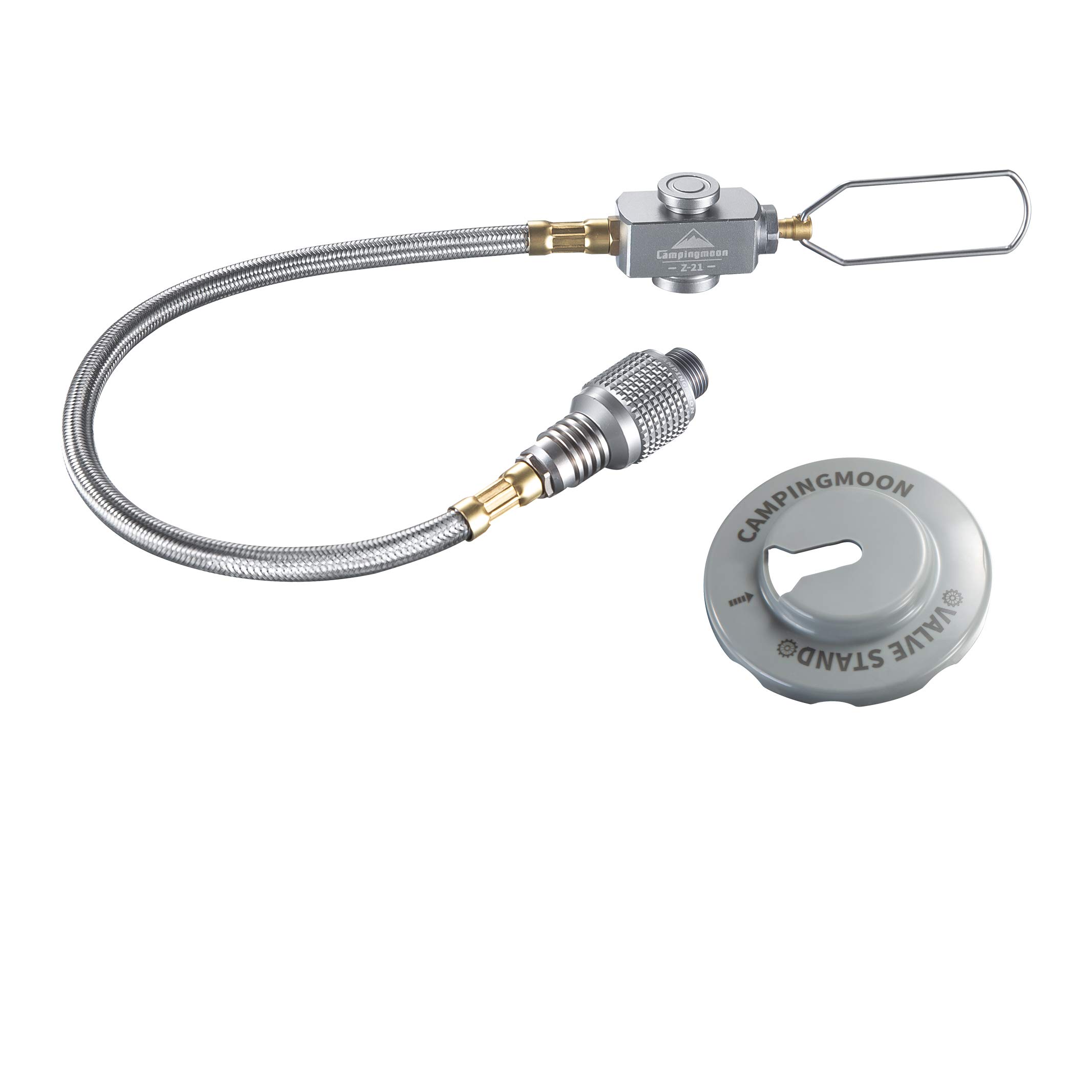 CAMPING MOON Z21-25 Multi-Gas Hose Line for Single Burner, with Valve, Screw-in Type, for OD Cans, and Includes Dispensing Stand
CAMPING MOON Z21-25 Multi-Gas Hose Line for Single Burner, with Valve, Screw-in Type, for OD Cans, and Includes Dispensing Stand
