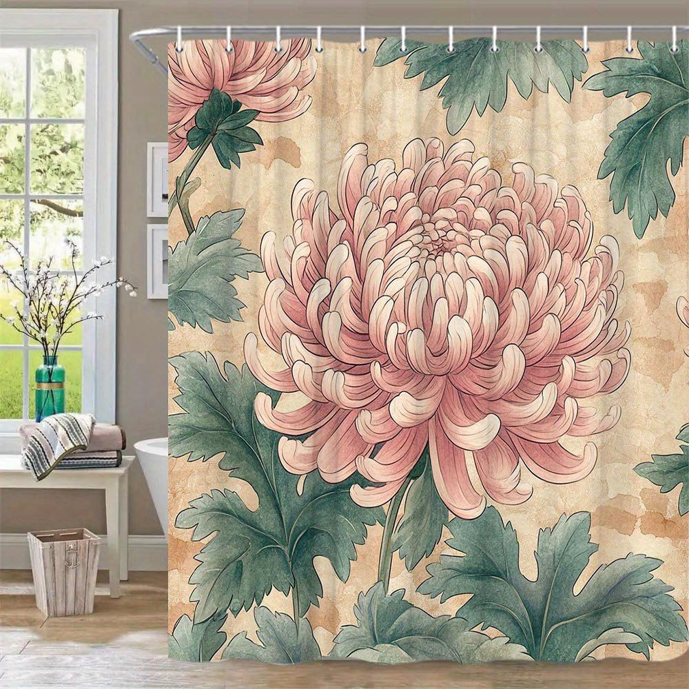 1Pc Elegant Japanese Chrysanthemum Shower Curtain - Pink Flower & Green Leaves On Vintage Parchment Background, W60H190(CM)-1 Pcs
1Pc Elegant Japanese Chrysanthemum Shower Curtain - Pink Flower & Green Leaves On Vintage Parchment Background, W60H190(CM)-1 Pcs