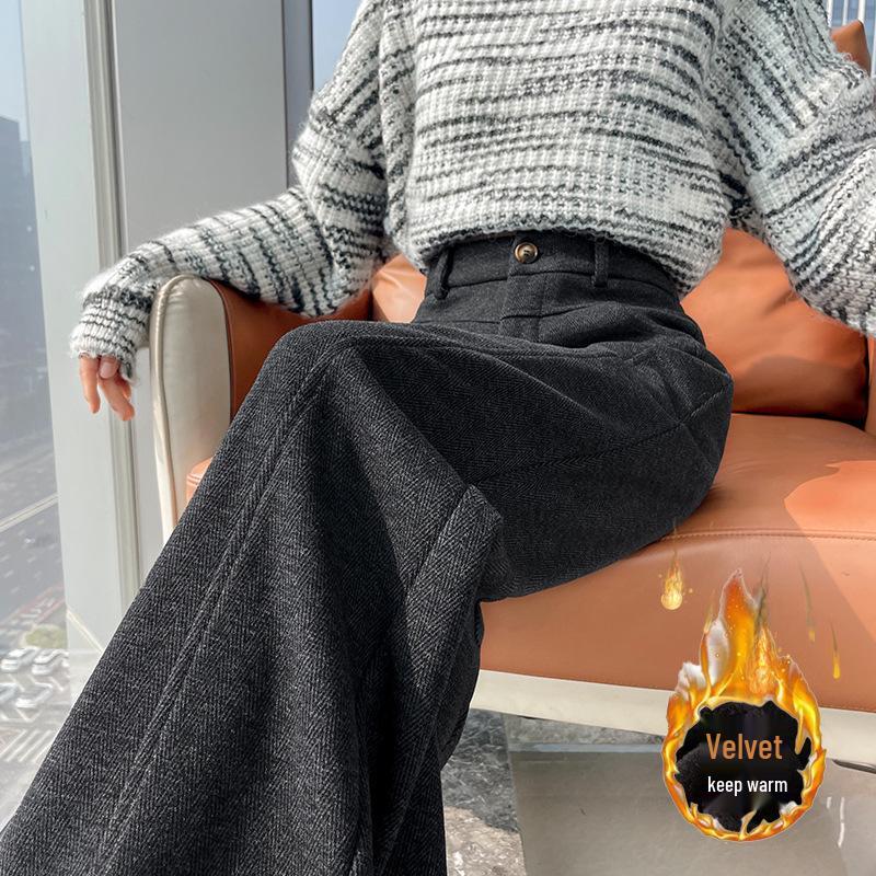 Women s Winter Fleece-Lined Grey Wide-Leg Wool Pants M
Women s Winter Fleece-Lined Grey Wide-Leg Wool Pants M