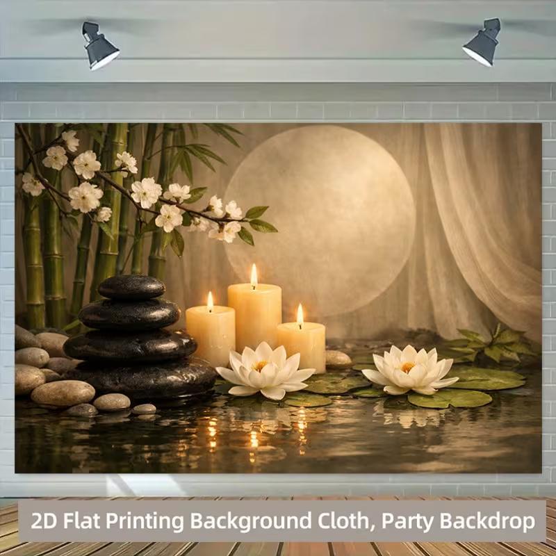 2D Spa Party Backdrop, Calming Water Lily Stone Candle Theme Photography Background 47.2x31.5inch/120*80cm
2D Spa Party Backdrop, Calming Water Lily Stone Candle Theme Photography Background 47.2x31.5inch/120*80cm