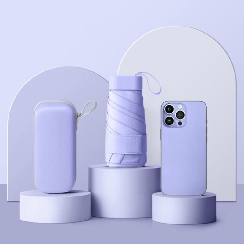 Красный Лист Маленький 6 Спиц Портативный Солнечный Зонт Зонтик Дождь И Солнце Двойного Использования Женский Зонт Карманный Зонт Защита от Ультрафиолета фиолетовый