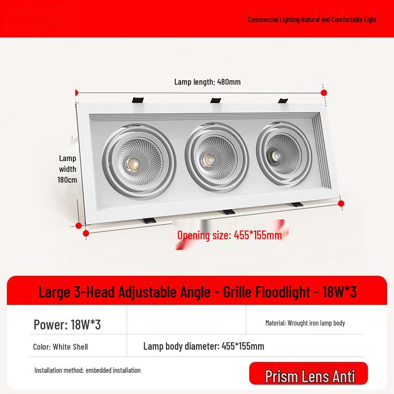 Nufeng 54W Large Three-Head LED Grille Light
Nufeng 54W Large Three-Head LED Grille Light