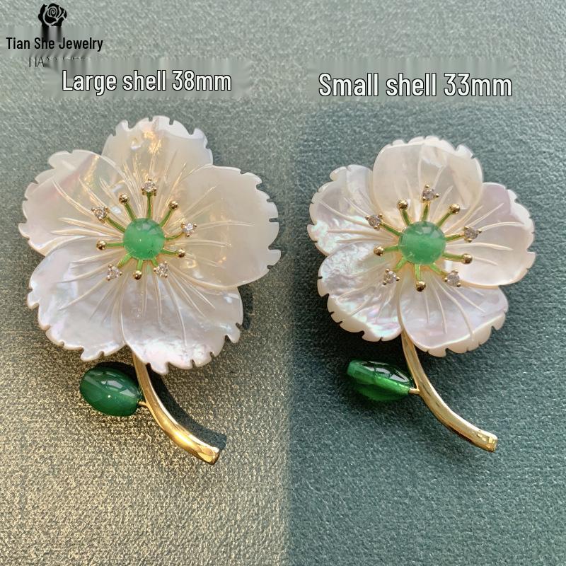 Tian She Jewelry: Elegant Green Chalcedony and Natural Shell Brooch - A Perfect Mother s Day Gift
Tian She Jewelry: Elegant Green Chalcedony and Natural Shell Brooch - A Perfect Mother s Day Gift