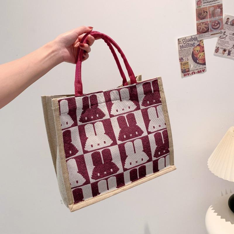 Женская сумка простая чистая льняная модная портативная магнитная пряжка одно плечевая сумка сумка кролик красный